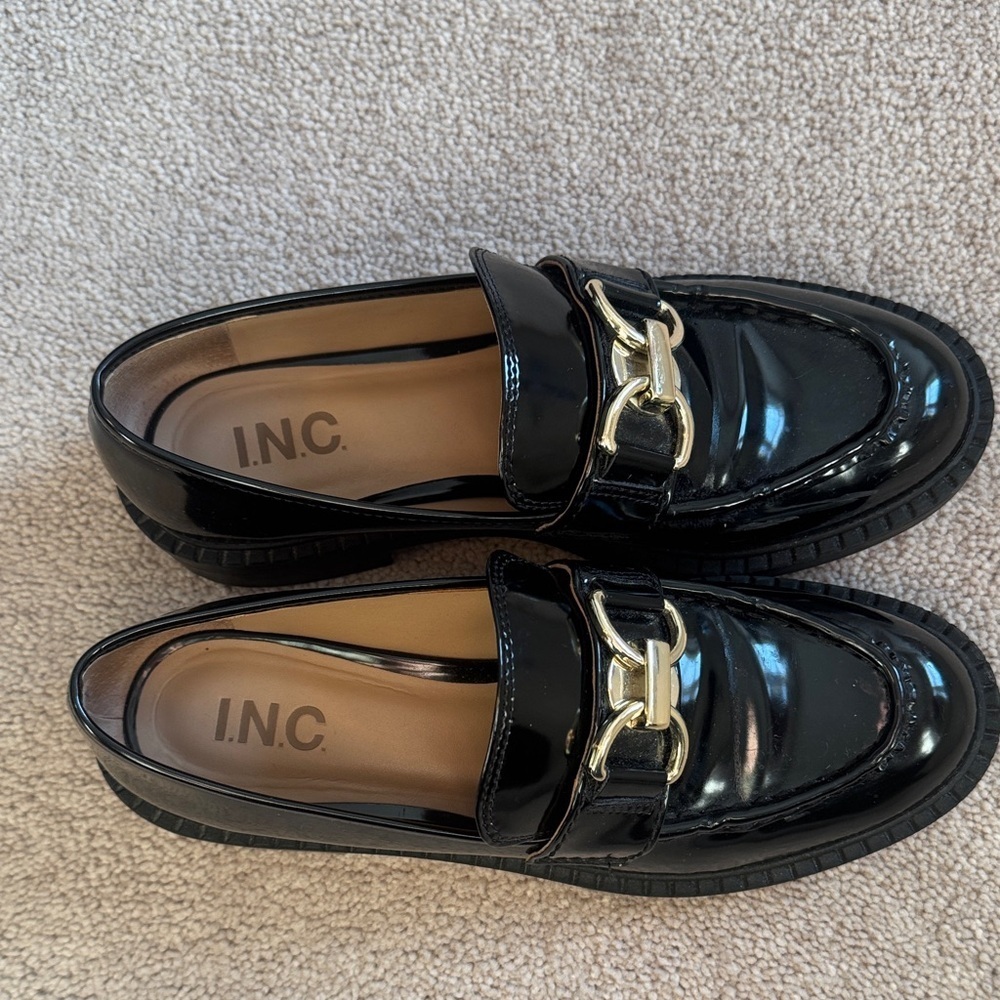 INC International Concepts Glossy Black Loafers - Picture 3 of 5